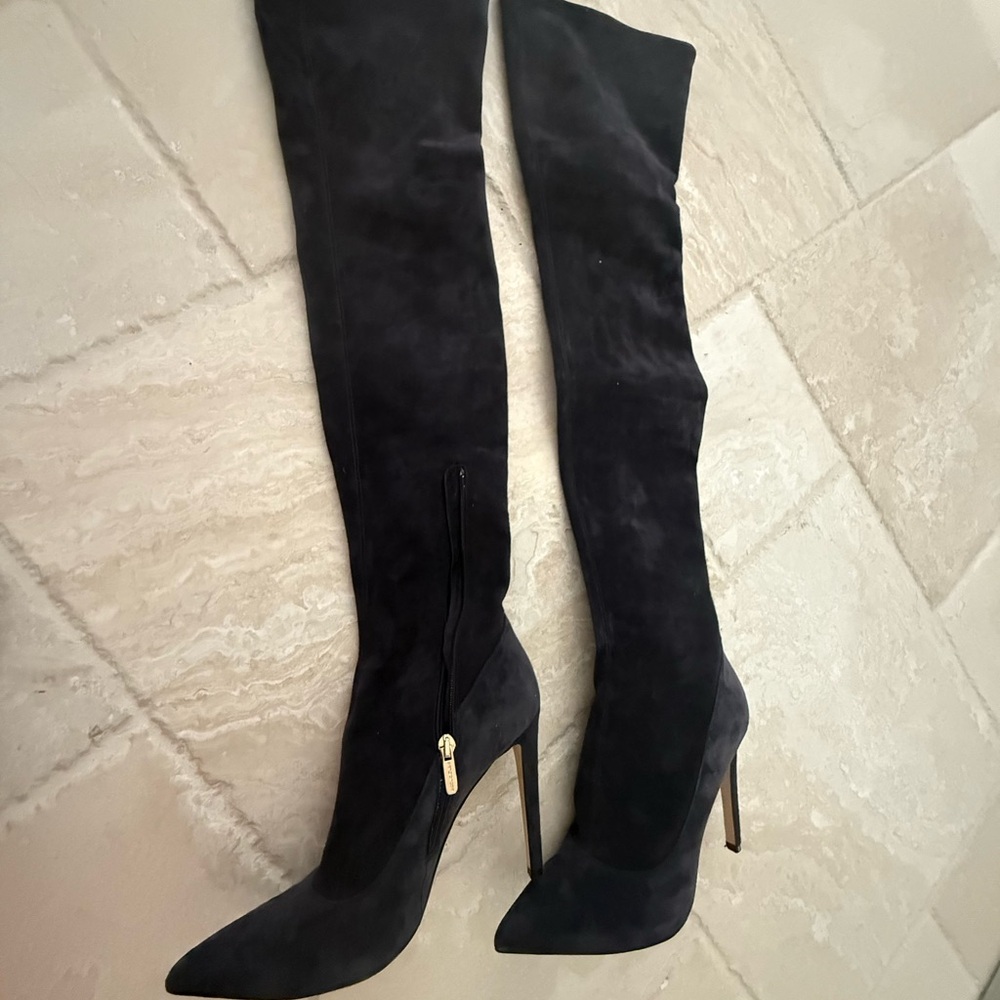 Sergio Rossi stiletto suede boots thigh high EUC - Picture 7 of 15